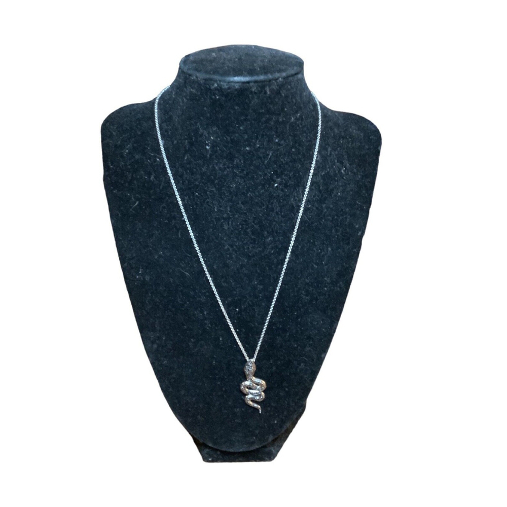Fashion Women Vintage Silver Tone Snake Crystal‎ Pendant Necklace